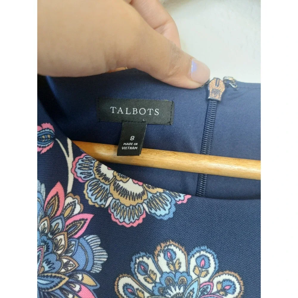Talbots Twist‎ Jersey Midi Dress Dashing Foulard Size 8